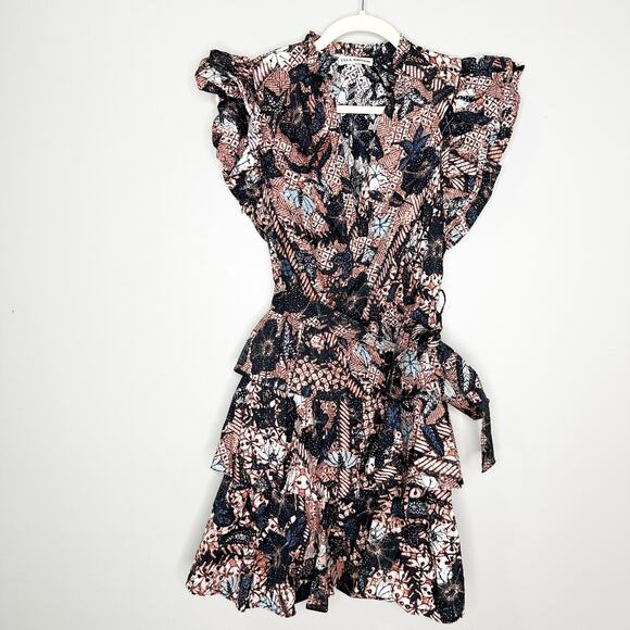 Ulla Johnson Honoria Ruffle Tie Waist Mini Dress in Bronze 4 - Picture 2 of 10